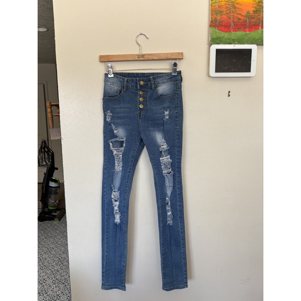 Shein juniors skinny distressed jeans size Small excellent condition
